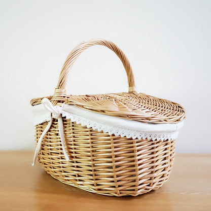 Woven Rattan Shopping Basket