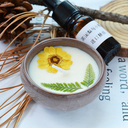 Ceramic Cup With Dried Flowers And Fragrant Candles