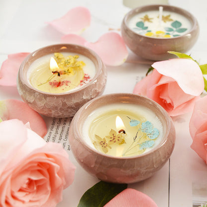 Ceramic Cup With Dried Flowers And Fragrant Candles