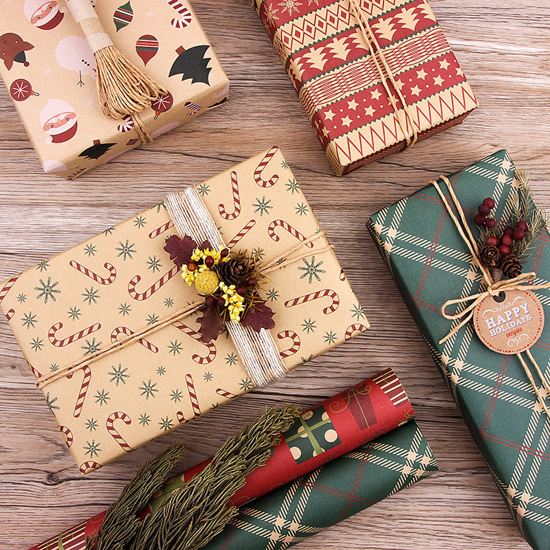 Vintage Christmas Kraft Wrapping Paper Christmas Gift Wrapping Paper